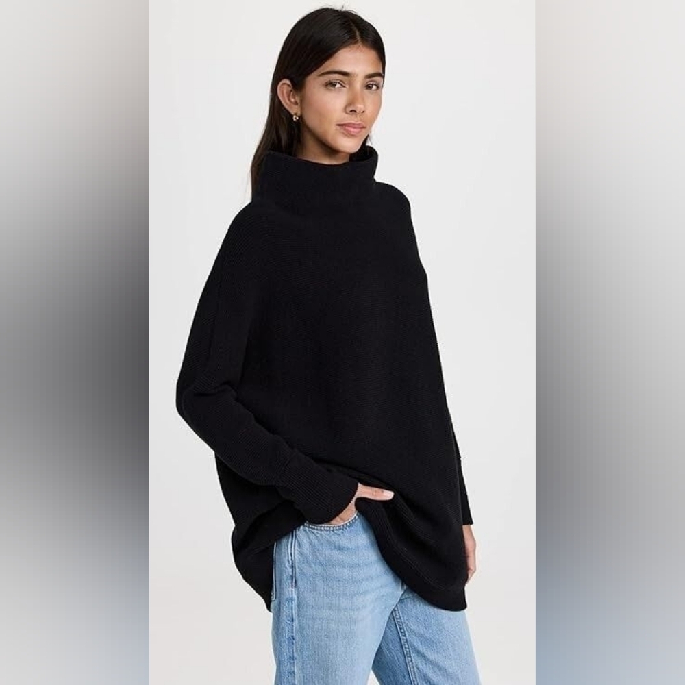Free People Ottoman‎ Slouchy Sweater Tunic Black - Picture 2 of 9